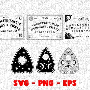 Ouija Board SVG, arquivos artesanais, design PNG, Cricut, silhueta, arquivo de corte de vinil, clipart digital, design de camiseta, Dtg, Dtf, sublimação, escuro