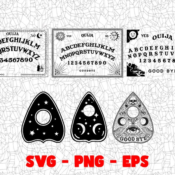 Ouija Board SVG, ambachtelijke bestanden, PNG-ontwerp, Cricut, silhouet, vinyl gesneden bestand, digitale clipart, T-shirt ontwerp, Dtg, Dtf, sublimatie, donker