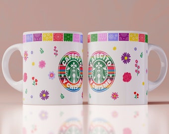 Cafecito y Chisme Mug Design, This design can be used to sublimate 11oz and 15oz coffee mugs, Diseño para taza de cafe, Sublimation Design