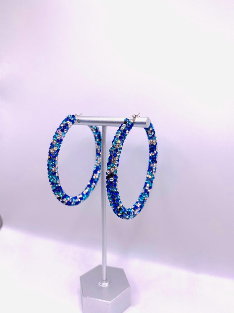 Emy Blue Hoop Earrings