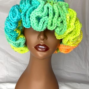 Rainbow Crochet Ruffle Hat | Rainbow Hat | Handmade Custom Crochet Ruffle Hat | Crochet Ruffle Hat