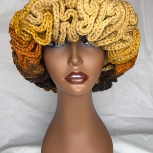 Brown Crochet Ruffle Hat | Fall Color Crochet Hat | Handmade Custom Crochet Ruffle Hat | Crochet Ruffle Hat
