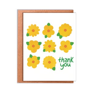 Cartão de agradecimento floral amarelo | Cartão de agradecimento floral fofo
