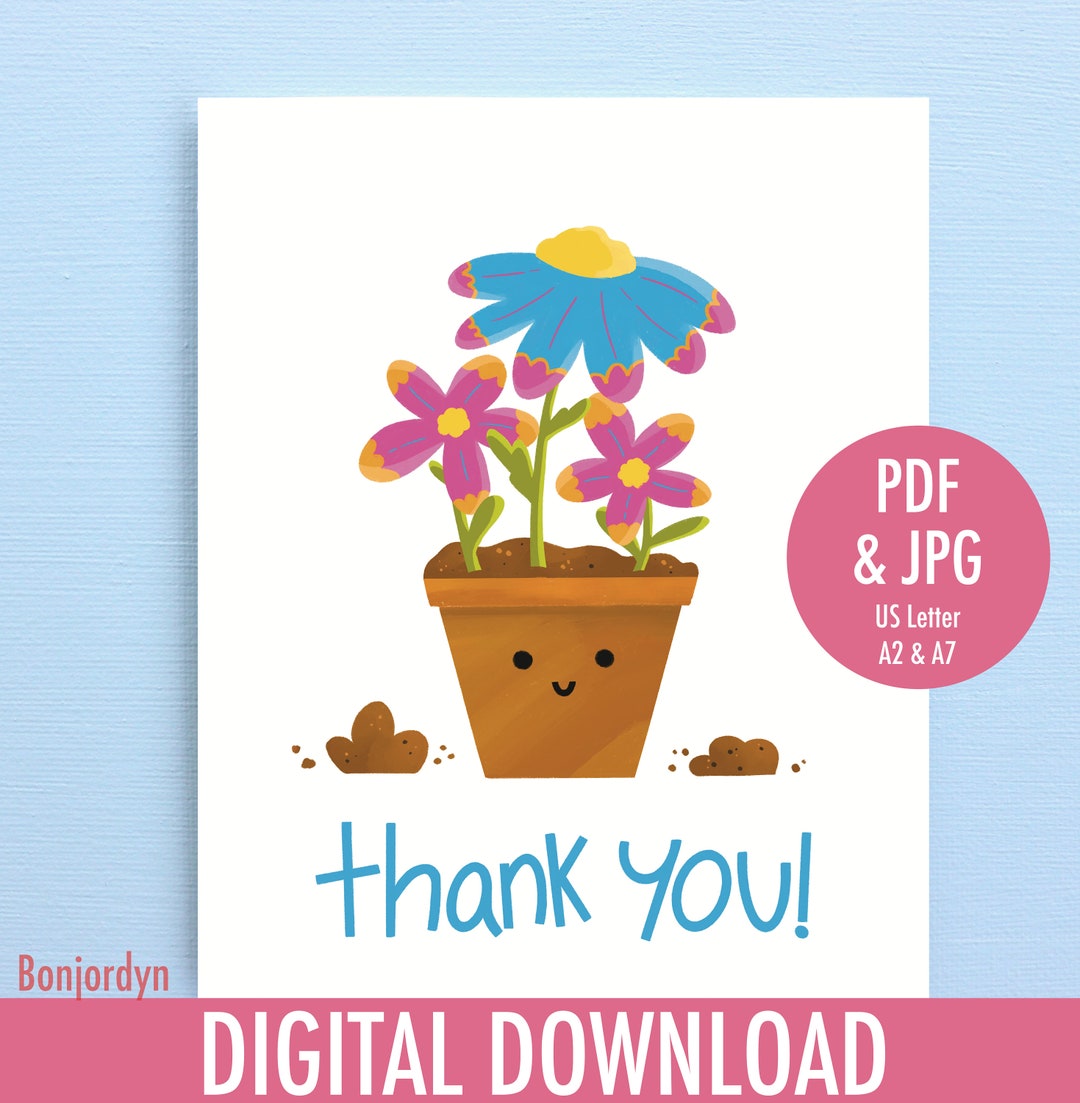 Thank You Digital Download Thank You Card Printable Thank You Card