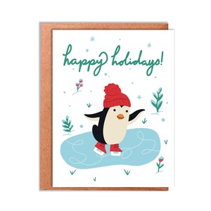 Cartão de Boas Festas Pinguim | Cartão de Natal fofo