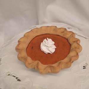 Mini Faux Pumpkin Pie: 5&quot; Scented Thanksgiving Tiered Tray Decor
