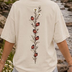 Vintage Ladybug Floral Shirt Cottagecore Botanical Insect Tee Comfort Colors Shirt Beetle Shirt Nature Gift Garden Bug Lover Entomology