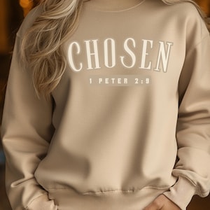 Chosen 1 Peter 2:9 Bible Christian Sweatshirt Bible Verse Sweater Christian Apparel Hoodie Sweatshirt For Women Religious Sweatshirt