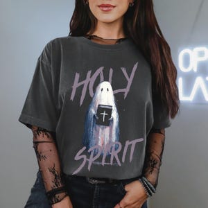 Holy Spirit Comfort Colors Christian Shirt Fall Ghost T Shirt Christian Halloween Shirt Holy Spirit Graphic Tee
