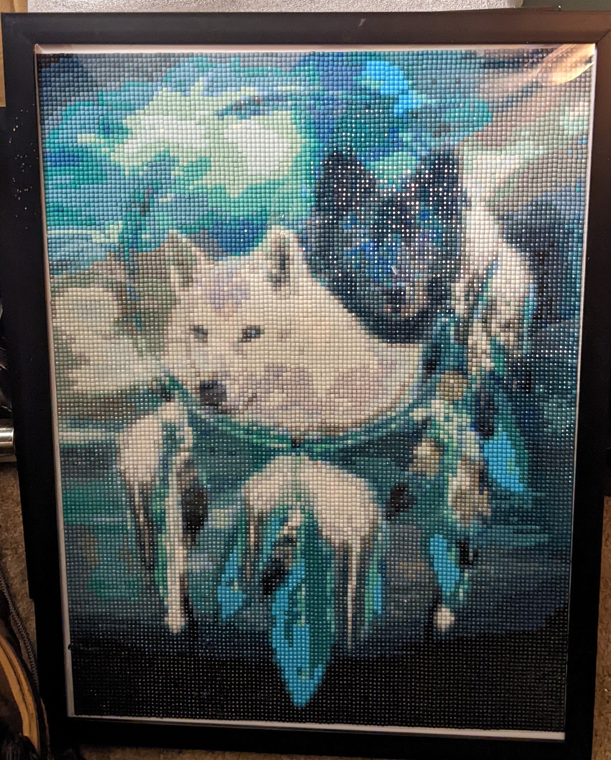 My very first diamond painting. 9 months to finish. Converted a cross  stitch pattern (HAED) to DP. I like to start small. 😋 : r/diamondpainting