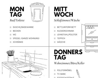 Reinigingsschema | Reinigingsplan | Takenlijst | Planner | Organisatiebudget | A4/bedrukbaar | PDF digitale download