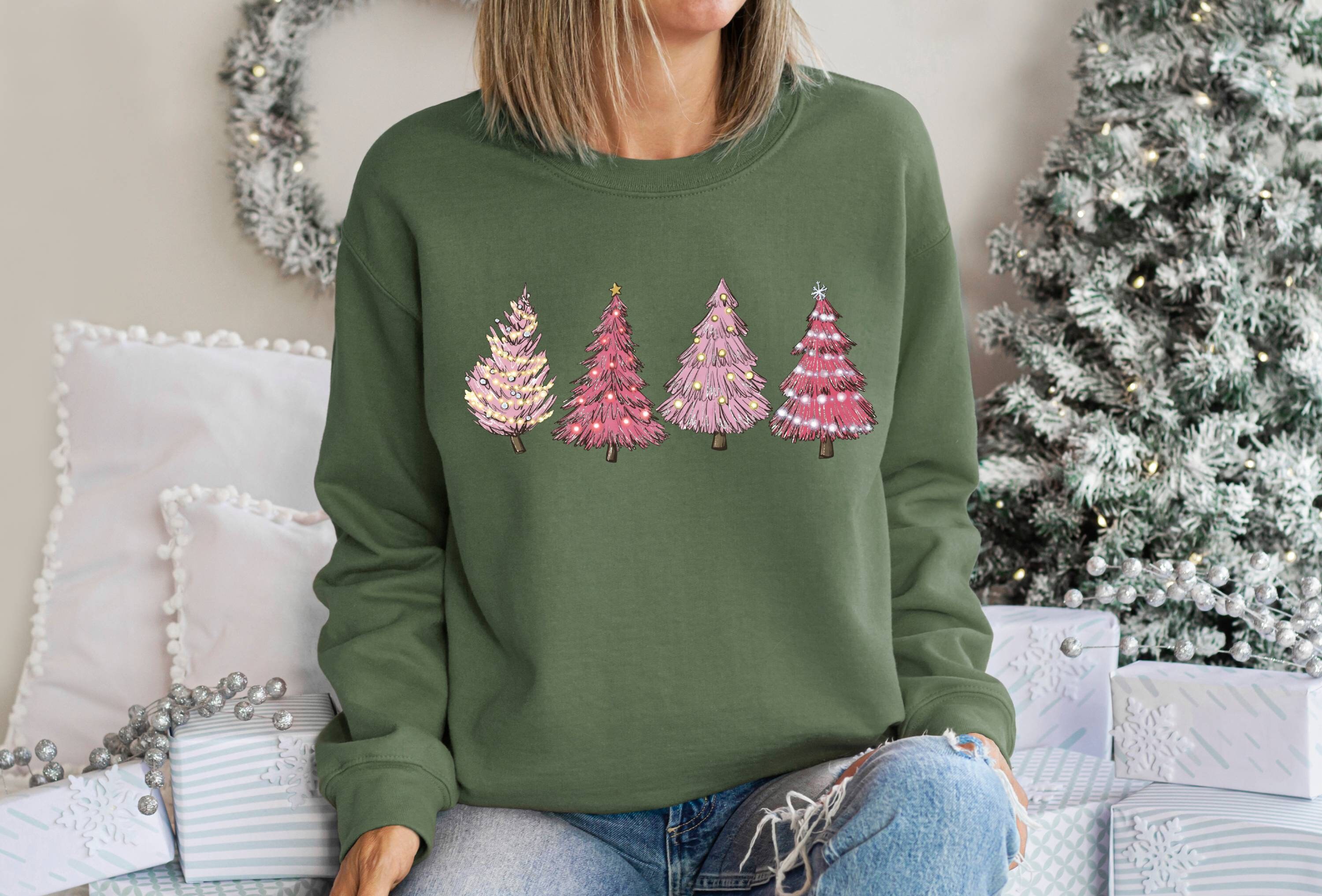 Christmas clothing women's Christmas tree print sweatshirt