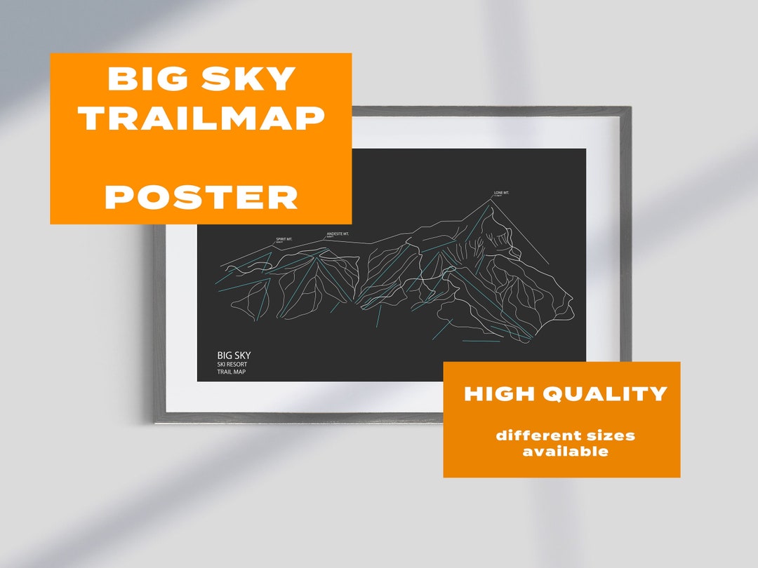 Big Sky TRAIL MAP Ski Resort Map Minimalist Skiing Map Montana - Etsy