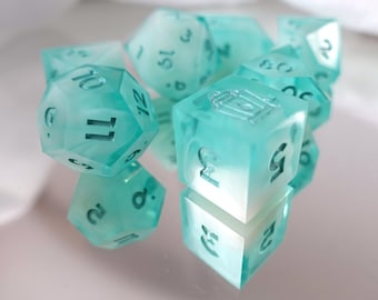 Handmade Sharp Edged Dice - "Revenge of the Winter Mage" - 7 Dice Set for DnD/Pathfinder/Starfinder