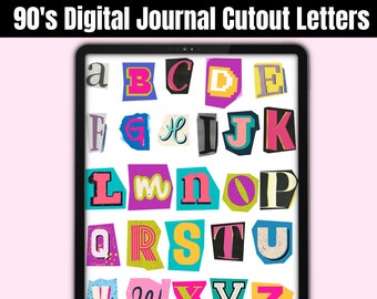 Goodnotes Notebook Stickers, digital journal stickers, alphabet magazine letters,  pre-cropped, digital download, digital journal, planwithx