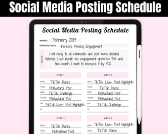Pink Social media planner template, Instagram Post Tracker, Content Planner, Pinterest Plan, Goodnotes Template, Content Planner, Planwithx