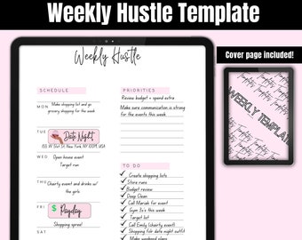Pink Weekly Hustle Template | Weekly Templates | Digital Planner Template | Everyday Template | Pink Template | GoodNotes 5 Template | PDF