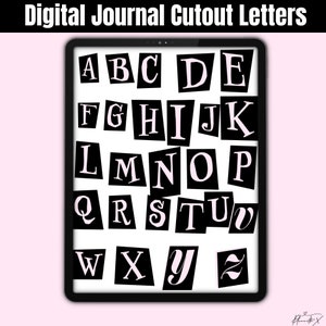 Digital Journal Stickers for Goodnotes, digital magazine cutout alphabet ransom note letters, scrapbook, instant download, planwithx, print