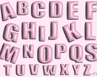 Pink 3D ABC's by Planwithx. Use in Goodnotes or on your designs- great for digital journaling. Goodnotes file and png's included.