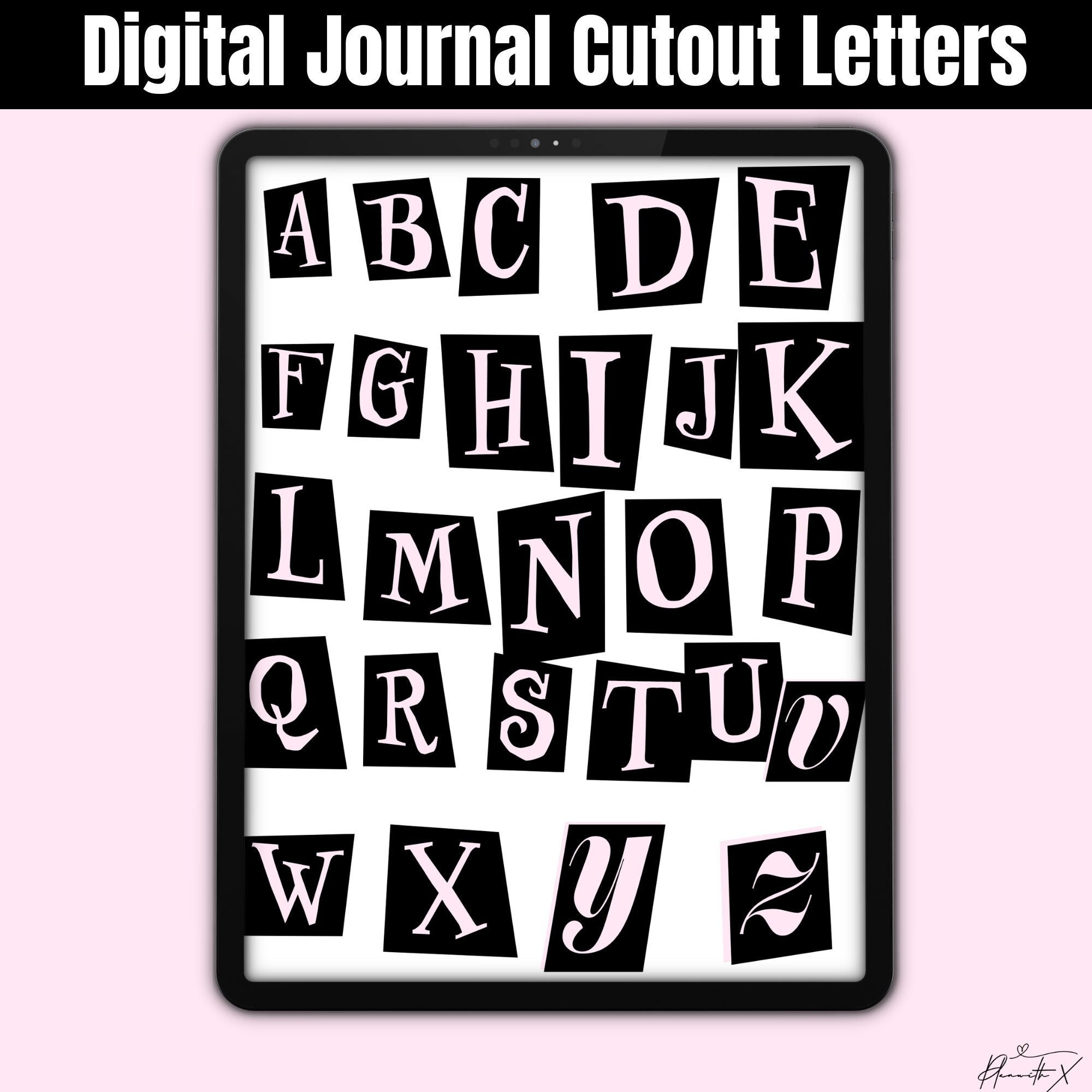 Digital Notes Letters Digital Journal Stickers for Goodnotes, Digital Magazine Cutout ...