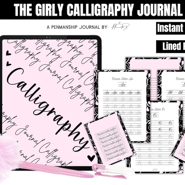 Digital Calligraphy Journal, Practice Sheet Templates, Calligraphy Printable, iPad Procreate Calligraphy, Basics for Beginners, Goodnotes