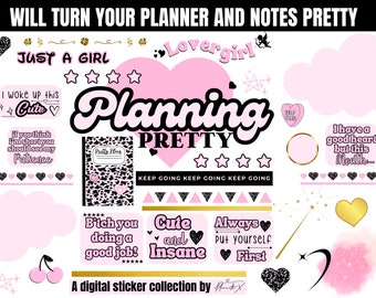 Planning Pretty Digital Stickers by Planwithx | Notetaking | Digital Planning | Goodnotes | PNGS
