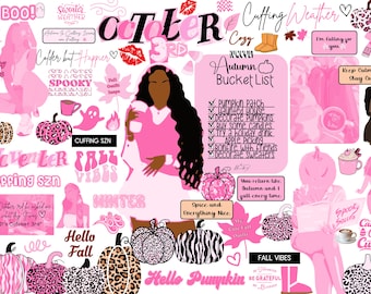 The Cuffing Szn Collection by Planwithx, Pink Fall planner stickers, Goodnotes Stickers, Thanksgiving, Halloween, Digital Planner Stickers