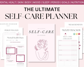 SelfCare Planner & Tracker | Skincare, Mental Health, Habit, Routine, Meals, Period, Fitness Tracker. Goal Planner. Weight, Sleep. Glow Up!