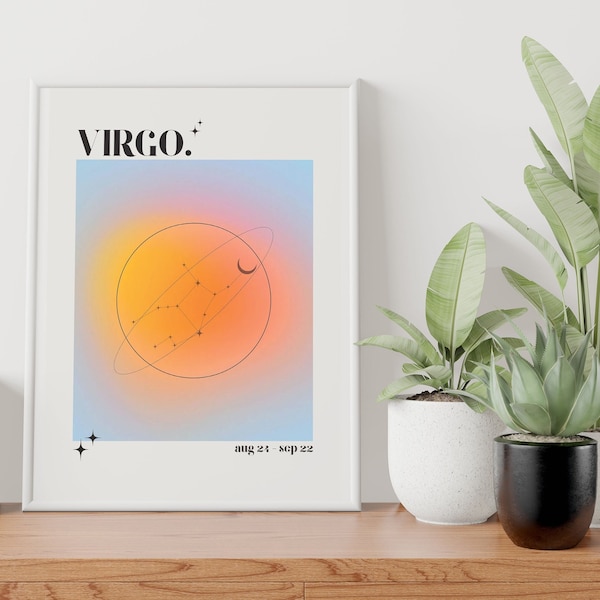 VIRGO zodiac art, Leo constellation, Star sign print, Aura gradient art, Gradient poster, home decor, printable poster, DIGITAL DOWNLOAD