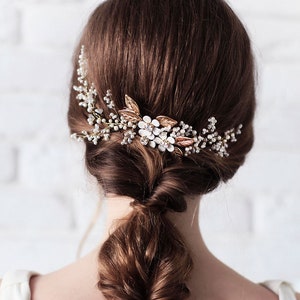 Hair Comb for Wedding, Pearl hair comb, Crystal Bridal Hair Comb, Bridal comb,  Floral Bridal Clip - Titaya