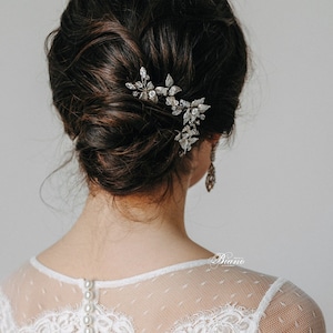 Bridal hair pins, Wedding hair pins silver, Bridal hair piece, Hair jewelry, Bride hair accessory, Bridal Shower Gift Mirin image 1
