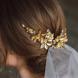 Wedding Hair Comb, Floral Bridal Hair Clip, Wedding Hair Accessories, Silver or Gold Bridal headpiece ANTHEIA image 1