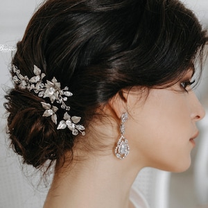 Bridal hair pins, Wedding hair pins silver, Bridal hair piece, Hair jewelry, Bride hair accessory, Bridal Shower Gift Mirin image 2
