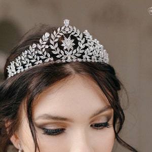 Silver tiara zirconia, Wedding tiara crown, bridal tiara, Gold crystal tiara, Crystal wedding tiara- Nola