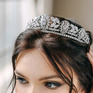 Gorgeous Wedding Crown, Wedding tiara, Zircon Crystals Tiara, High quality diamond tiara, tiara for bride  - Ezra