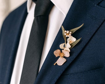 Wedding accessories, Groom Boutonniere, Handmade corsage for men, Flowers for jacket, Groom gifts- Layla B.