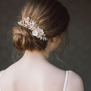 Bridal Leaf Hair Comb, Gold Bridal Comb, Floral Leaf Hair Piece, Wedding Headpiece, Gold Branch Comb, Grecian Leaves, Boho Hairpiece- KARLA