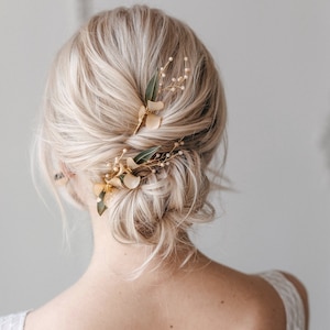 Bridal headpiece, Wedding hair accessory, Flower Hair Pins, Gold Hair Vine, Floral wedding headpiece, Wedding hair clip - Blair