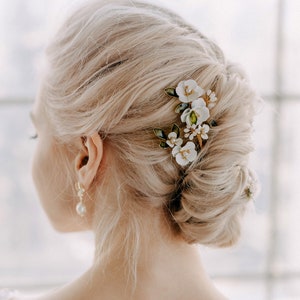 Épingles à cheveux fleur, casque de mariée, épingles à cheveux florales, barrette à cheveux de mariée, accessoires de cheveux de mariage, barrette à cheveux fleur lot de 5 Aaliyah image 4