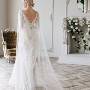 Véu longo, Véu de noiva, Capa de casamento, Véu de glitter, Capa de casamento longa, Véu catedral com cauda - Savannah