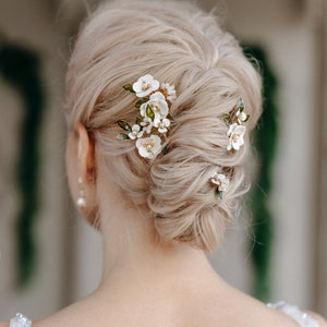 Épingles à cheveux fleur, casque de mariée, épingles à cheveux florales, barrette à cheveux de mariée, accessoires de cheveux de mariage, barrette à cheveux fleur lot de 5 Aaliyah image 1