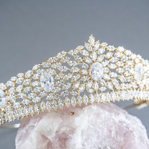 Wedding tiara, Bridal crown, Crystal tiara, Gold Silver Zircon tiara, Bridal Hair accessory - Holland