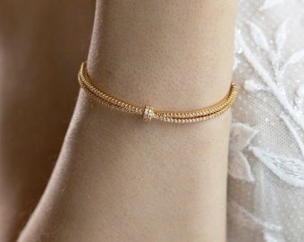 Silver bracelet, Crystal Bridal Bracelet, Wedding bracelet gold, Minimalist bracelet, bridal jewelry, Bracelet for women - Makenna