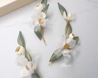 Bridal headpiece floral wedding hair comb Wedding Hair accessories leaf hair comb Bridal hair pin flower Wedding headpiece - Esme