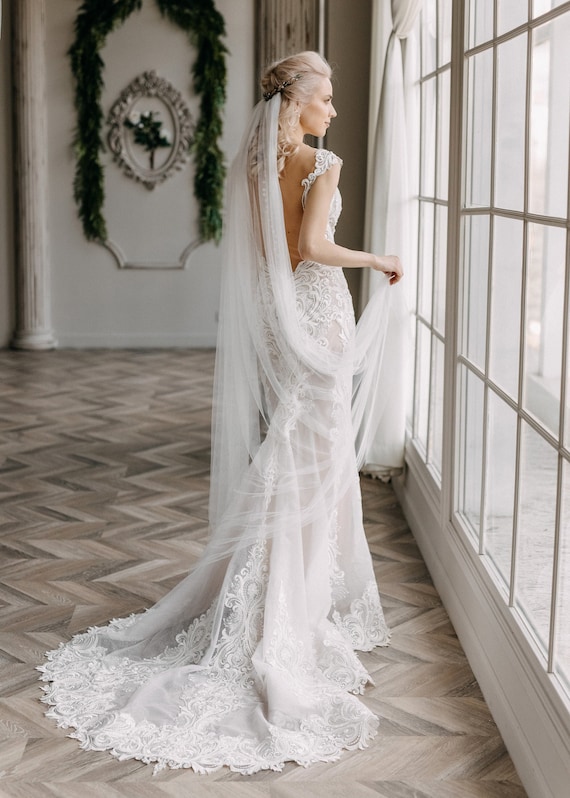 Brides & Hairpins Joli Silk Tulle Floor Length Veil Brides & Hairpins Joli Silk Tulle Veil - Ivory | Editorialist main image 4