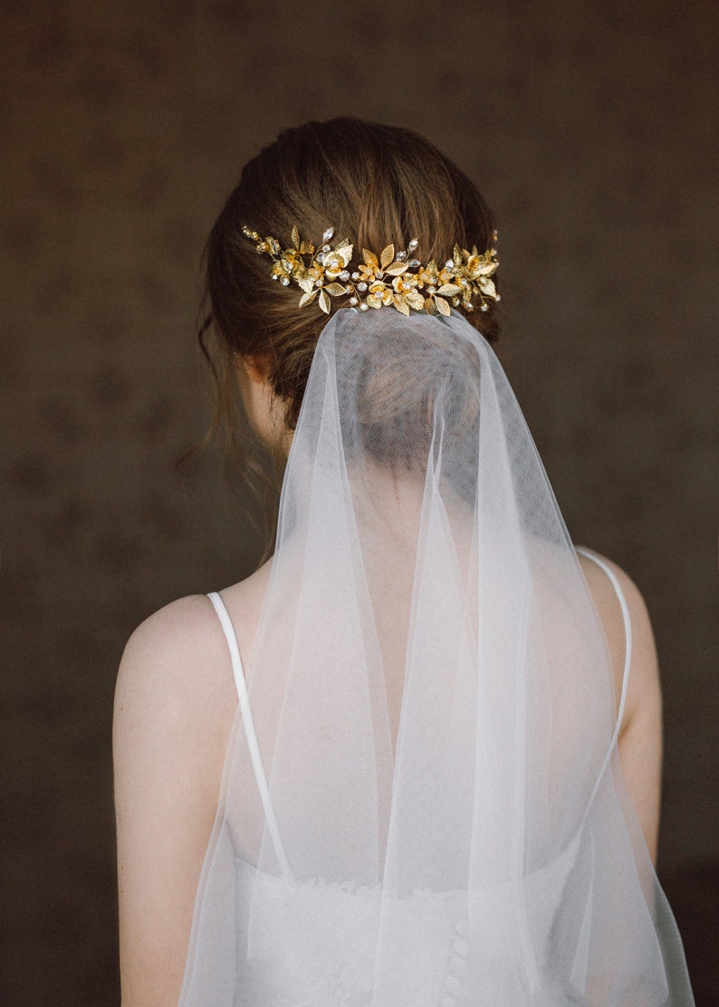 Wedding Hair Comb, Floral Bridal Hair Clip, Wedding Hair Accessories, Silver or Gold Bridal headpiece ANTHEIA image 3