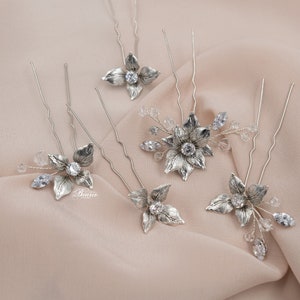 Bridal hair pins, Wedding hair pins silver, Bridal hair piece, Hair jewelry, Bride hair accessory, Bridal Shower Gift - Mirin