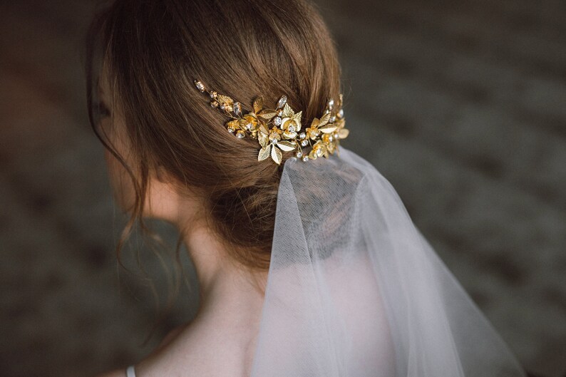 Wedding Hair Comb, Floral Bridal Hair Clip, Wedding Hair Accessories, Silver or Gold Bridal headpiece ANTHEIA image 1