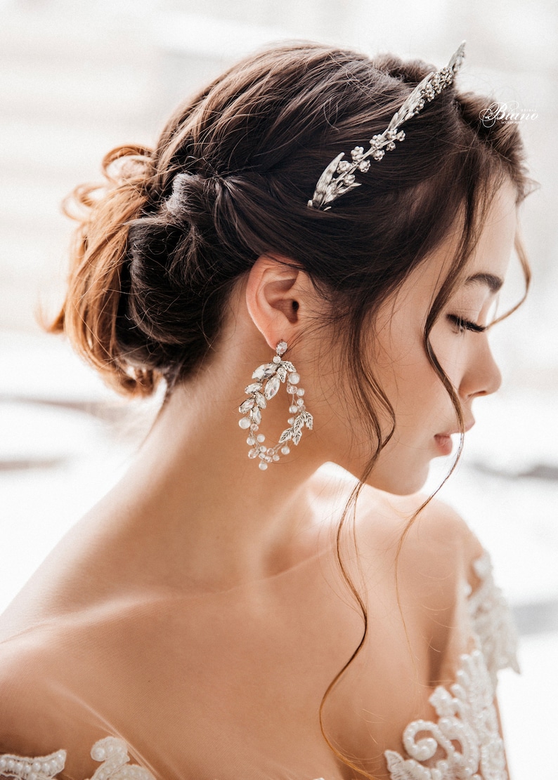 Bridal Silver Tiara, Wedding Leaf Tiara, Wedding Crown, Wedding Hair Accessory, Wedding Headpiece, Bridal Hair Halo, Bridal Headpiece NAOMI image 4