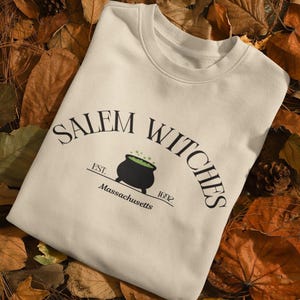 Salem Witches Embroidered Sweatshirt, Halloween Sweatshirt, Fall Embroidered Sweatshirt, Halloween Sweater, Cute and Spooky Crewneck